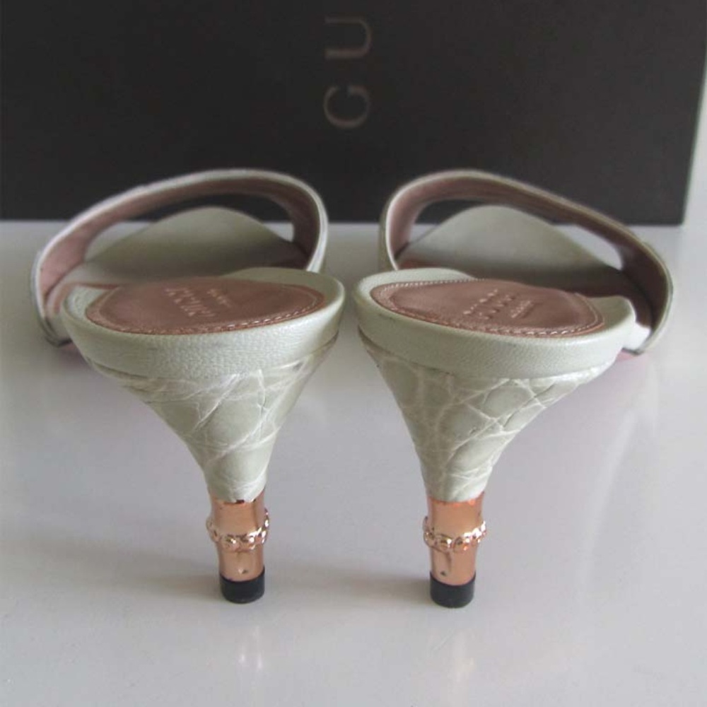 GUCCI Tom Ford alligator bamboo slide sandals 7 B - Picture 6 of 7